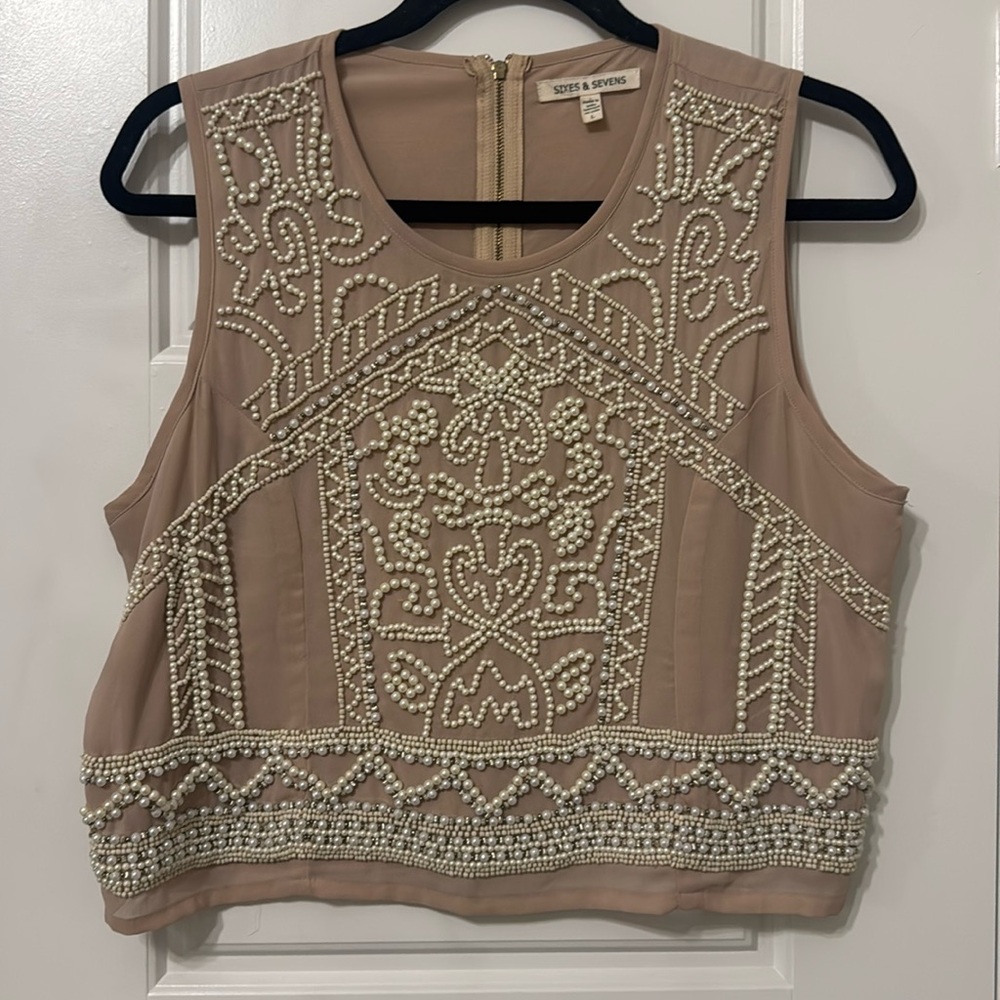 Sixes and Sevens Pearl Beaded Top